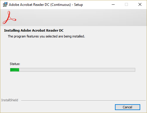 pustite da se pokrene proces popravke Adobe Acrobat Reader-a