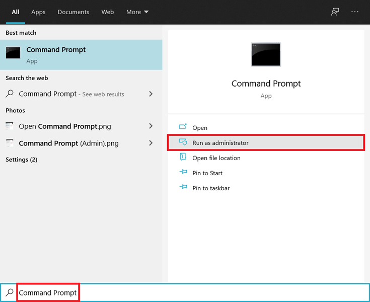 Cortana検索バーに「コマンドプロンプト」と入力します| Windows10での汎用PnPモニターの問題を修正します