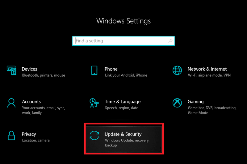 Windowsキー+Iを押して[設定]を開き、[更新とセキュリティ]、[セキュリティ]の順にクリックします。 Windows10での汎用PnPモニターの問題を修正します