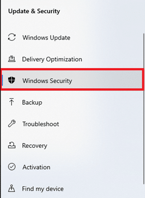 Windowsセキュリティをクリックします。 Windows10タスクバーのちらつきを修正