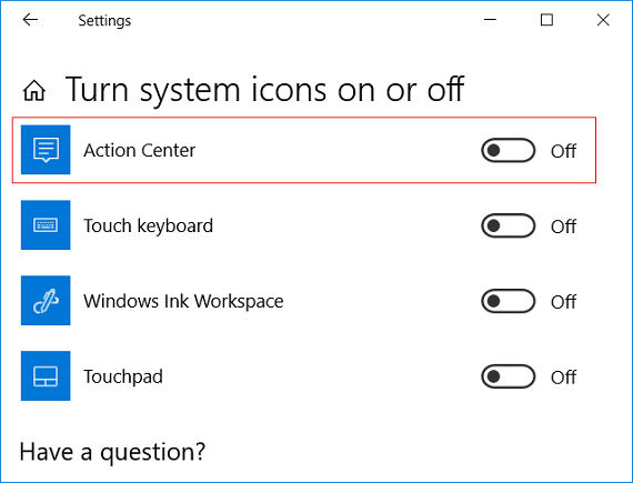 Windows 10 හි ක්රියාකාරී මධ්යස්ථානය සක්රිය හෝ අක්රිය කරන්න