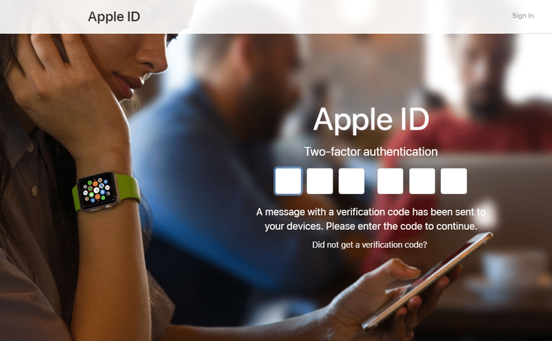 Voer die Apple ID-verifikasiekode op die iCloud-rekeningbladsy in