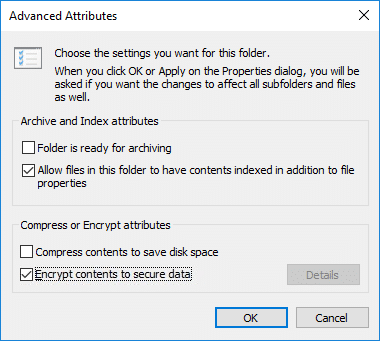 Fa'ailoga faila ma faila i le fa'auigaina o faila faila (EFS) ile Windows 10
