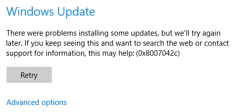 ជួសជុល Windows 10 Update Error 0x8007042c