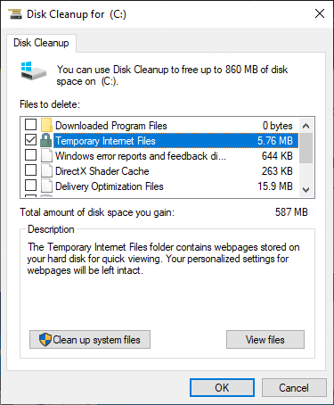 ここで、[インターネット一時ファイル]チェックボックスをオンにして、[システムファイルのクリーンアップ]をクリックします。なぜ私のWindows10コンピューターはとても遅いのですか