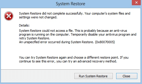 Corrigir o ponto de restauração que não funciona no Windows 10
