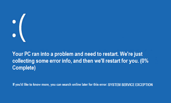 Txhim kho System Service Exception yuam kev hauv Windows 10