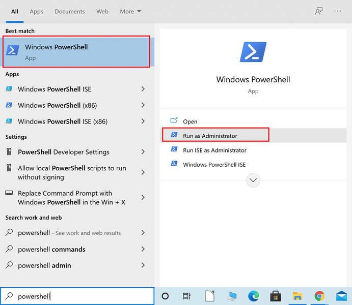 Otkucajte Powershell u Windows traku za pretragu. Odaberite Pokreni kao administrator | Popravite Miracast koji ne radi na Windows 10