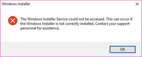 Corrigir o erro O serviço Windows Installer não pôde ser acessado