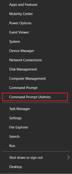 ກົດຂວາໃສ່ເມນູເລີ່ມຕົ້ນແລະເລືອກ cmd prompt admin | ວິທີການແກ້ໄຂລາຍການ Registry ທີ່ແຕກຫັກໃນ Windows 10