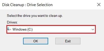 Windowsがインストールされているドライブを選択します