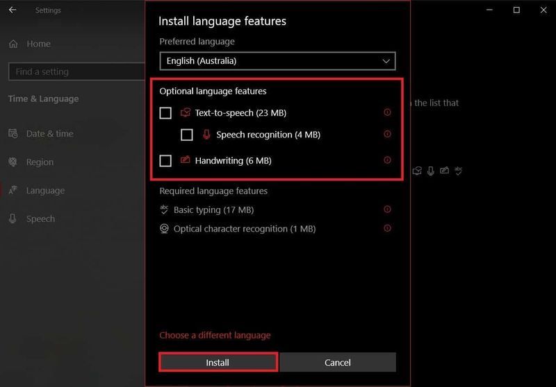 desmarque recursos opcionais de idioma | Como redefinir o teclado para as configurações padrão no Windows 10?