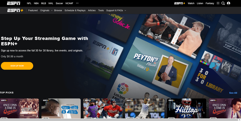 ESPN+トップ無料スポーツストリーミングサイト