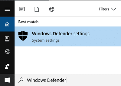 ჩაწერეთ Windows Defender და დააჭირეთ ძიების შედეგს | Windows Defender Update-ის გამოსწორება ვერ ხერხდება შეცდომით 0x80070643