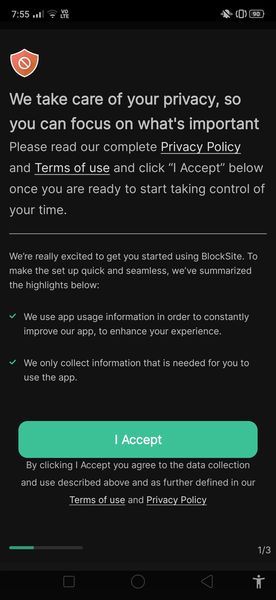 l'application affichera une invite demandant à l'utilisateur de lancer l'application BlockSite.