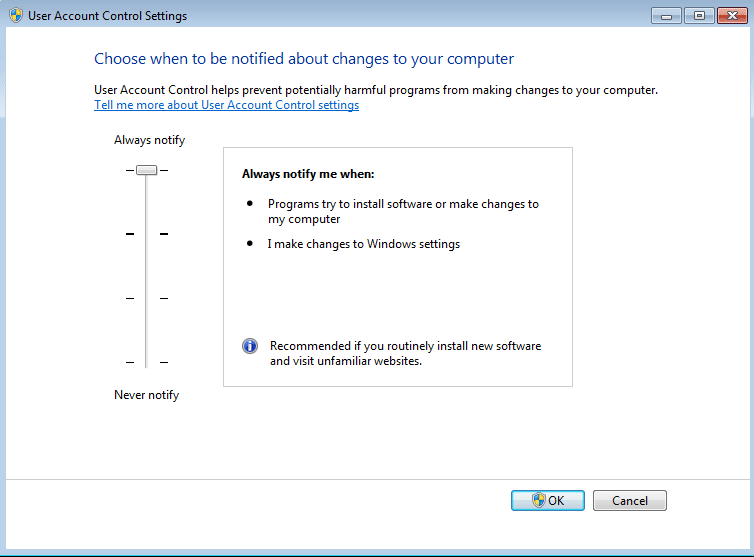 Windowsの設定を変更したり、ソフトウェアをインストールしてシステムに変更を加えたりしようとすると、この設定で画面にプロンプ​​トが表示されます。