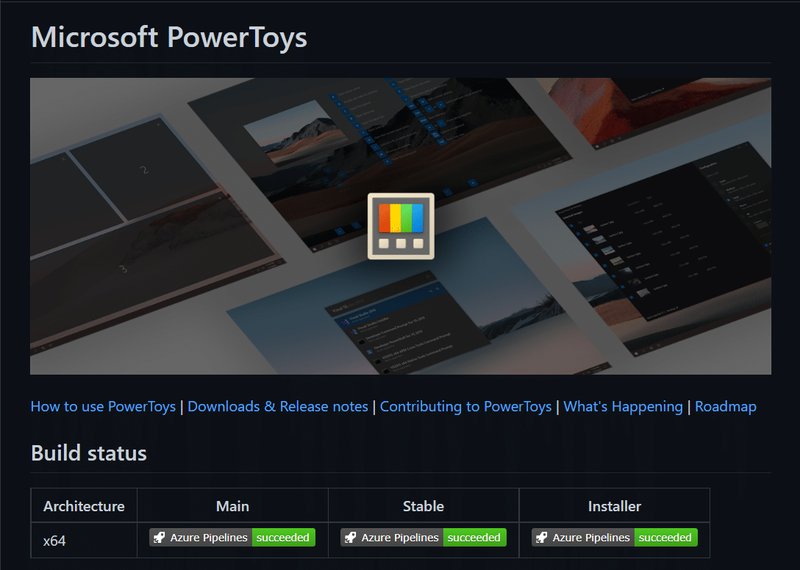 Páxina de GitHub para PowerToys. Como actualizar a aplicación Microsoft PowerToys en Windows 11