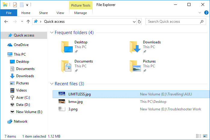 Windows10でファイルエクスプローラーの最近のファイル履歴をクリアする