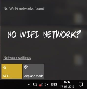 Windows 10에 WiFi 네트워크가 표시되지 않는 문제 수정