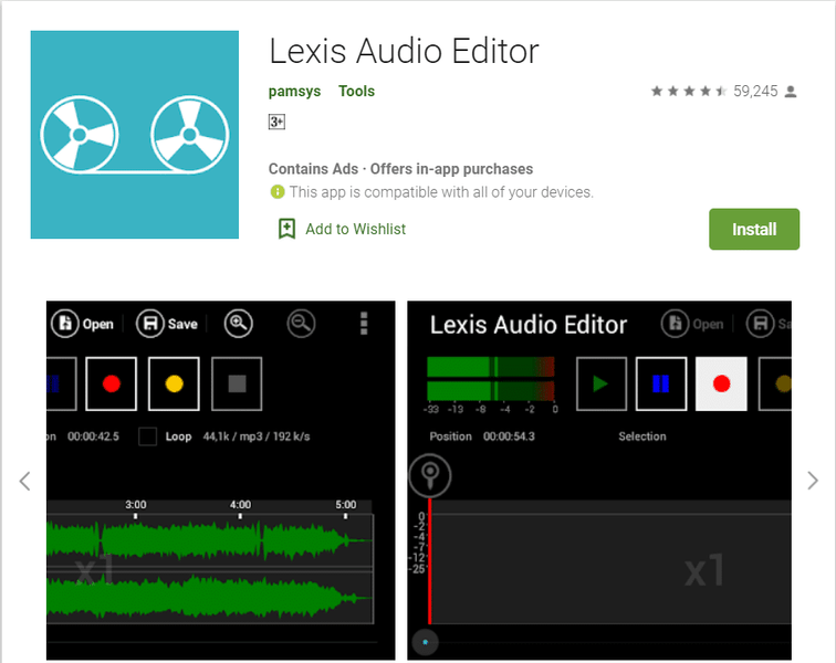 Editor de áudio Lexis