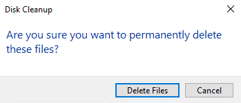 Clique em excluir arquivos | Excluir arquivos temporários no Windows 10