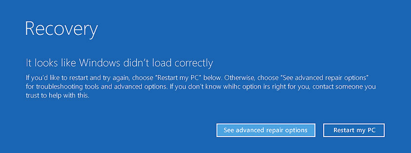 O Windows se preparará para o Reparo Automático e lhe dará a opção de Reiniciar ou ir para Opções Avançadas de Inicialização