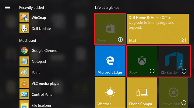 L'applicazioni di riparazione sò in grigio in Windows 10