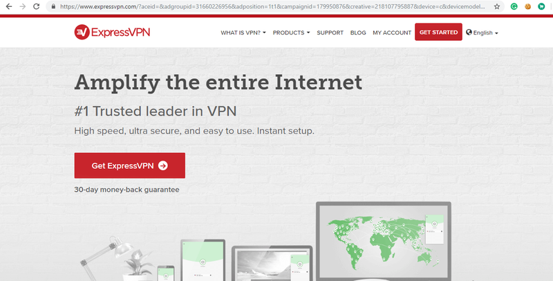 VPNソフトウェアを選択し、ExpressVPNの入手をクリックしてダウンロードします