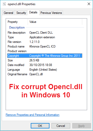 Korrupte Opencl.dll reparearje yn Windows 10