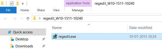 Substitua o regedit.exe da pasta extraída para a pasta do Windows