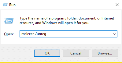 Windowsインストーラの登録を解除します