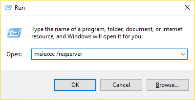 Ponovo registrirajte uslugu Windows Installer