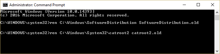 Rinomina cartella SoftwareDistribution | Correggi l'errore di aggiornamento di Windows 80070103