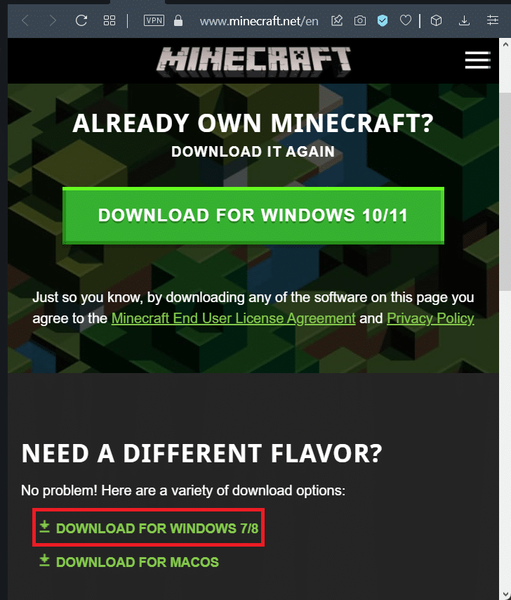 Tikiake Minecraft Launcher mai i te paetukutuku mana. Whakatikahia te Hapa Minecraft 0x803f8001 i roto Windows 11