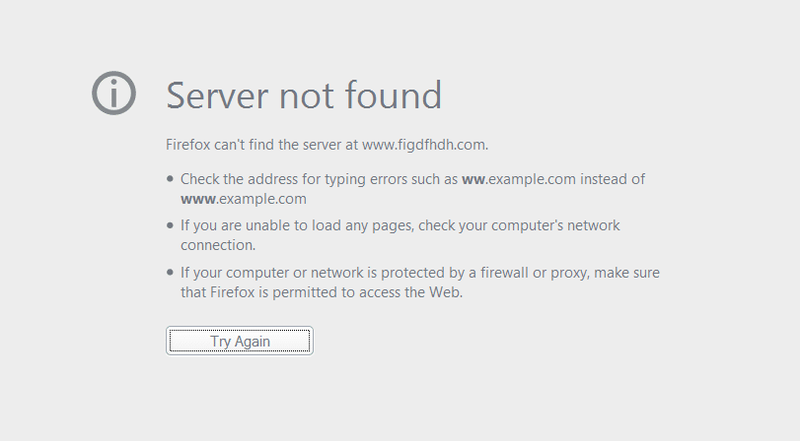 Поправете ја грешката на серверот не е пронајдена во Firefox