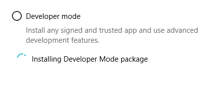Započet će instaliranje paketa Developer Mode