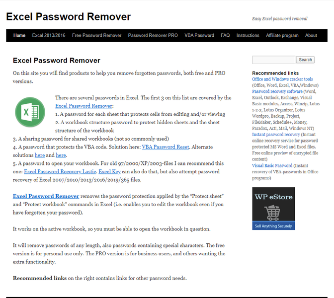 Выдаліце ​​пароль з дапамогай Excel Password Remover