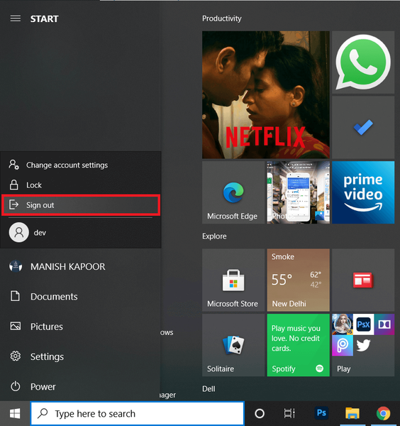 Klik ing Mlebu metu | Ndandani: Windows SmartScreen Bisa