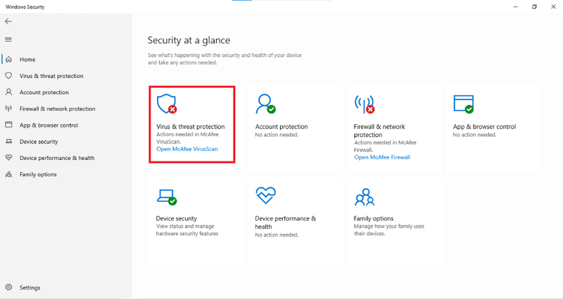 Windowsセキュリティにおけるウイルスと脅威の保護| WindowsでDiscordを更新する方法