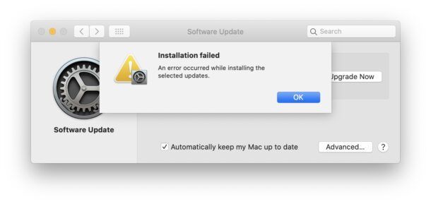 Исправить ошибку сбоя установки macOS