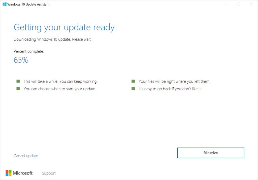 Windows 10UpdateAssistantダウンロードアップデート