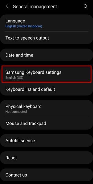 Samsungキーボード設定をタップして、Samsungキーボードのさまざまなオプションを取得します。