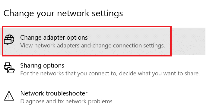 Kliknite na Change Adapter Options