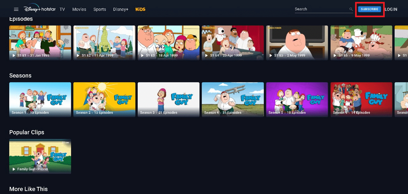 clique no botão de assinante | Onde assistir Family Guy