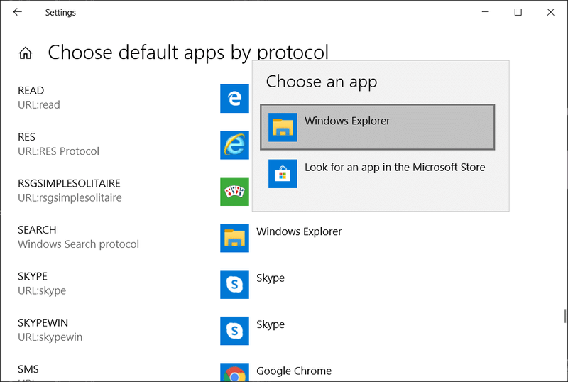 Kies Windows Explorer onder Kies 'n toepassing