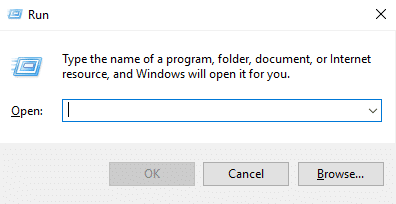 Abra o comando Executar usando a tecla Windows + R
