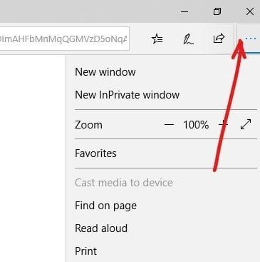 Abra o Microsoft Edge e clique no ícone de três pontos no canto superior direito