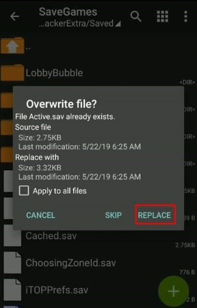ファイルを置き換える許可を求めるポップアップが表示されます。