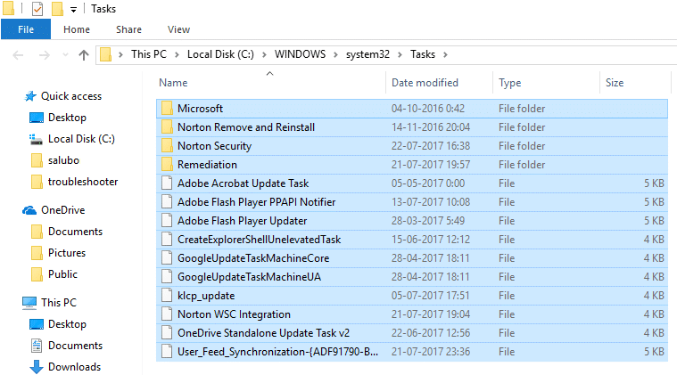 Localize manualmente a tarefa que está causando o erro no Agendador de Tarefas na pasta de tarefas do Windows System32