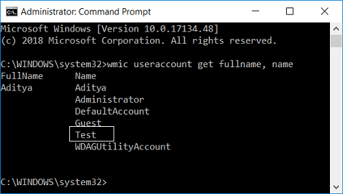 wmic useraccount მიიღეთ სრული სახელი, სახელის ბრძანება cmd | Windows 10-ში მომხმარებლის ანგარიშის სახელის შეცვლის 6 გზა